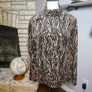 Kim Rogers Tiger Print Zip Up Jacket